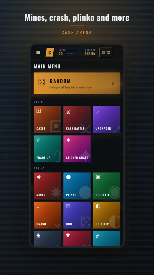 Mines, crash, plinko and more