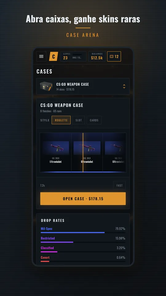 Abra caixas, ganhe skins raras